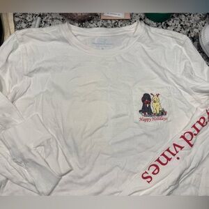 Holiday Vineyard Vines White Long Sleeve Womens Tee with Graphic goldendoodles